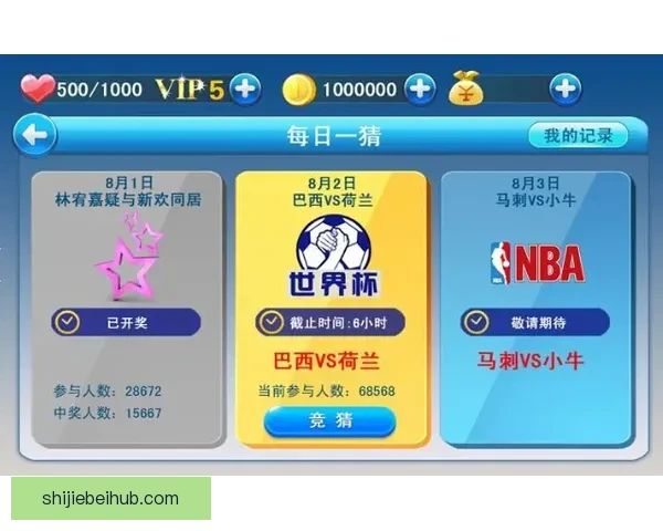 世界杯竞猜游戏入口全面上线 快来挑战你的足球智慧赢取大奖